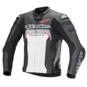Image of Alpinestars Missile V2 Ignition Leather Jacket Black White 50