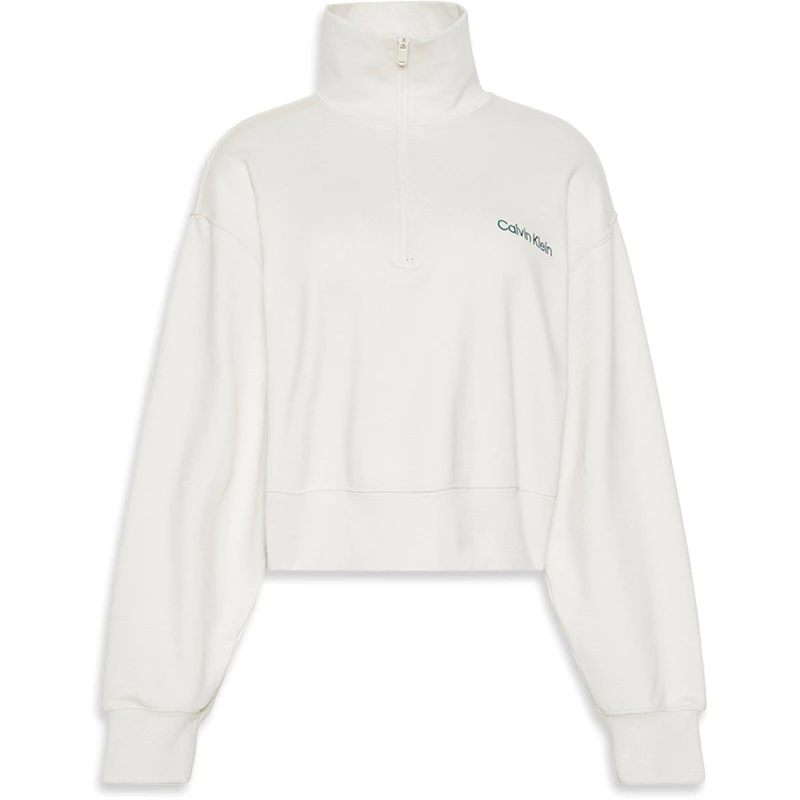 Image of Calvin Klein Womens 1/4 Zip Fleece Chalk female 8 (XS)