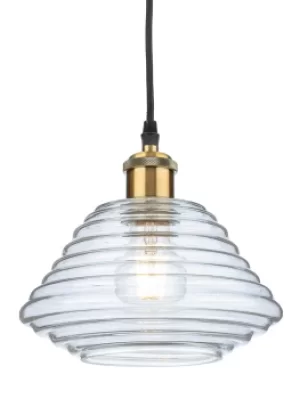 Logan Dome Pendant Light Antique Brass with Clear Glass