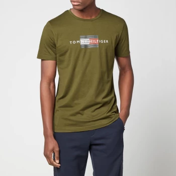 image of Tommy Hilfiger Mens Line Flag T-Shirt - Olivewood - L