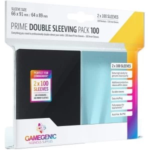 Image of Gamegenic Prime Double Sleeving Pack - Clear & Black Card Sleeves - 2 x 100 Sleeves