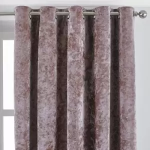 Image of Paoletti Verona Crushed Velvet Eyelet Curtains (66in x 72in) (Blush) - Blush
