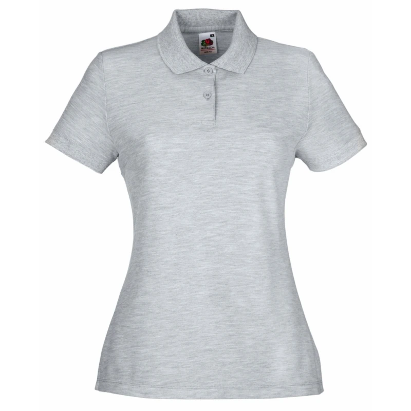 Image of Fruit of the Loom Womens Lady Fit Short-Sleeved Polo Shirt in Grey Size: XS Grey Female XS