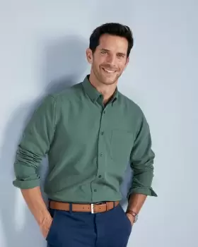Image of Cotton Traders Mens Long Sleeve Soft Touch Shirt in Green