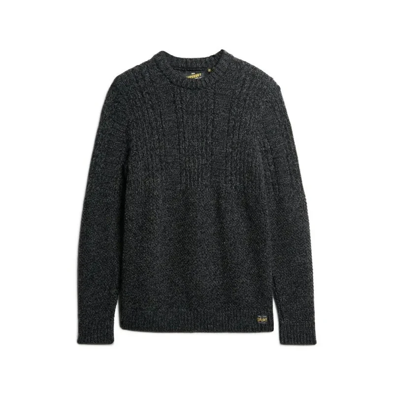 Image of Superdry Jacob Cable Jumper Charcoal Black Twist L