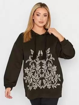 Image of Yours Tassel Tie Detail Sweatshirt - Black, Size 18, Women