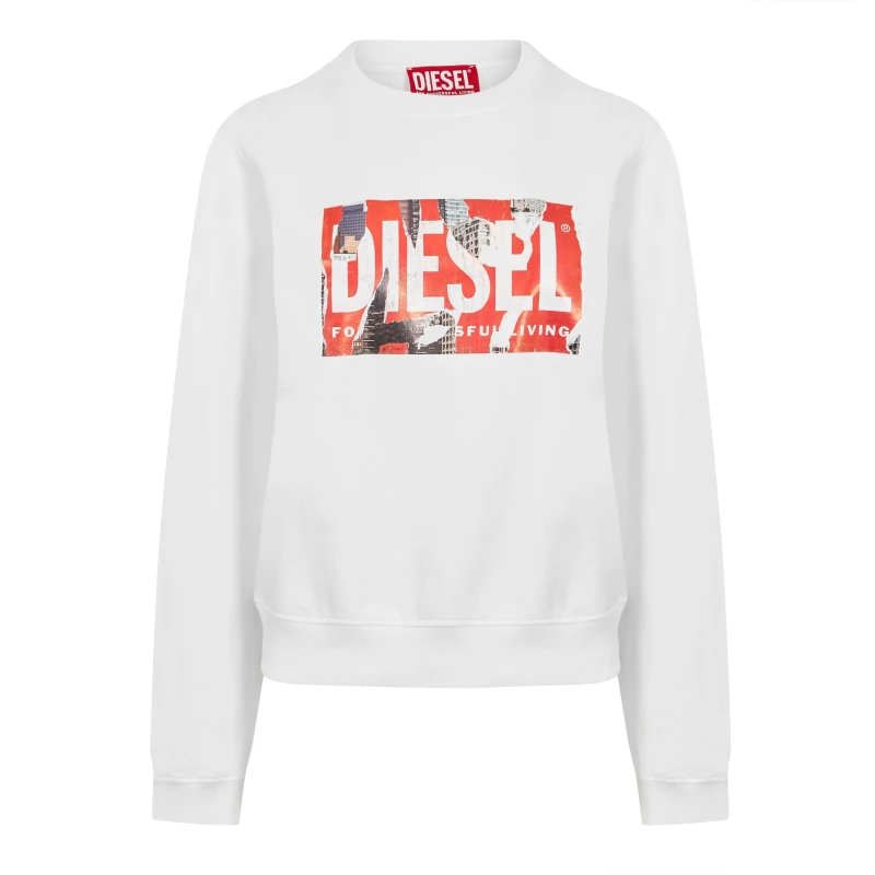 Image of Diesel Womens Crew Sweatshirt Bright White female 10