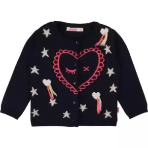 image of Billieblush Baby Girls Navy knitted cardigan - Blue