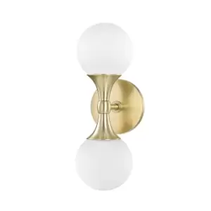 image of Astoria 2 Light Wall Sconce Brass, Glass, 3000K