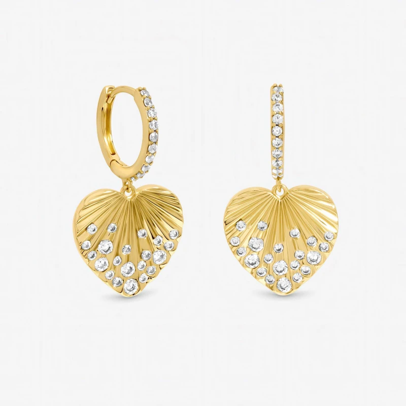 Image of Inicio Gold Plated Heart Charm Earrings - Gift Pouch Gold female One Size