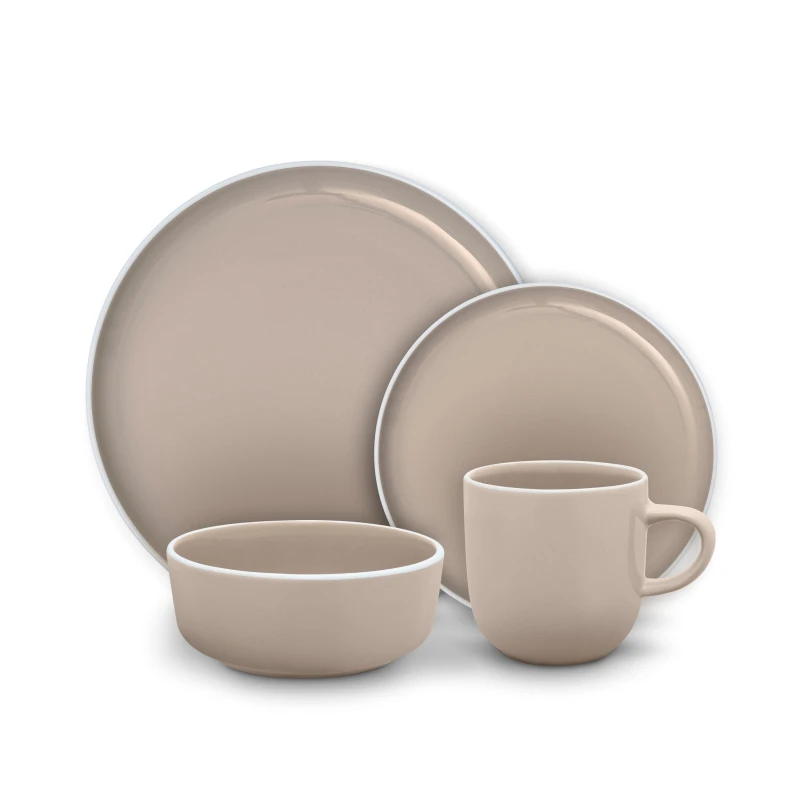 Image of BARBARY & OAK 16 Piece Nattura Dinner Set taupe ONE SIZE