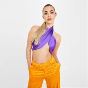 image of Missguided Tall Satin Bralet - Purple