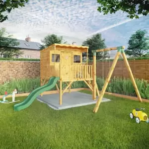 Image of Mercia 14 x 10ft Pent Style Timber Playhouse with Tower & Activity Set
