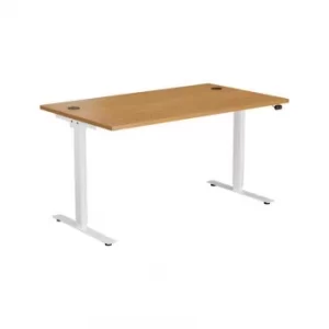 Image of 1800MM Height Adjustable Desk (Cable Port) White/Oak