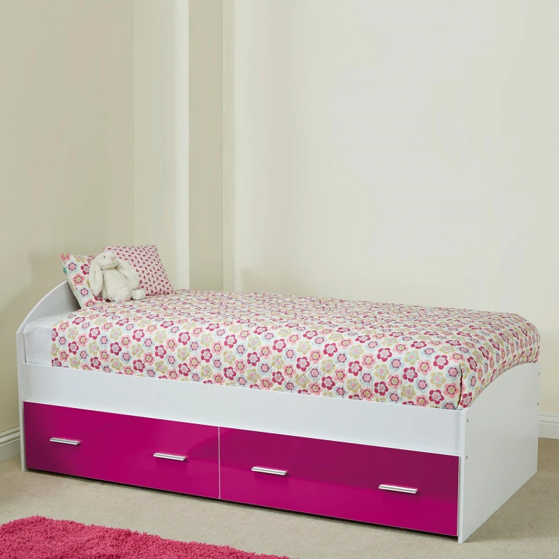 Image of Homelife Carleton 2 Drawer Single Storage Bed - Pink Pink One Size