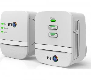 image of BT Mini Home Hotspot 600 Wireless Powerline Adapter Kit Twin Pack