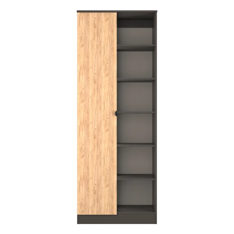 Image of Welcome Furniture Solomon 1 Door Open Shelf Double Wardrobe Wardrobes Large Grey 42218890430
