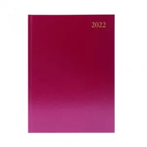 Image of Desk Diary Day Per Page A4 Burgundy 2022 KFA41BG22