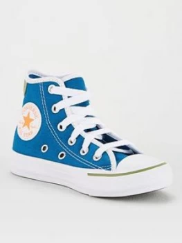 Converse Chuck Taylor All Star Hi Childrens Trainers, Blue/White, Size 13