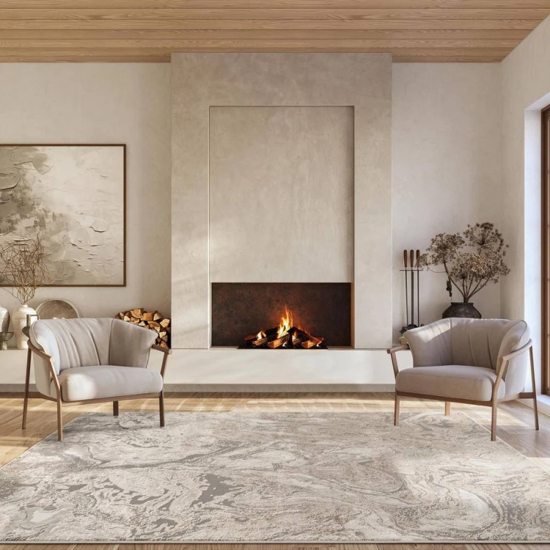 Image of Elysium Modern Abstract Action Living Room Area Rug Metallic Sheen -Astral Gold 60Cm X 220Cm
