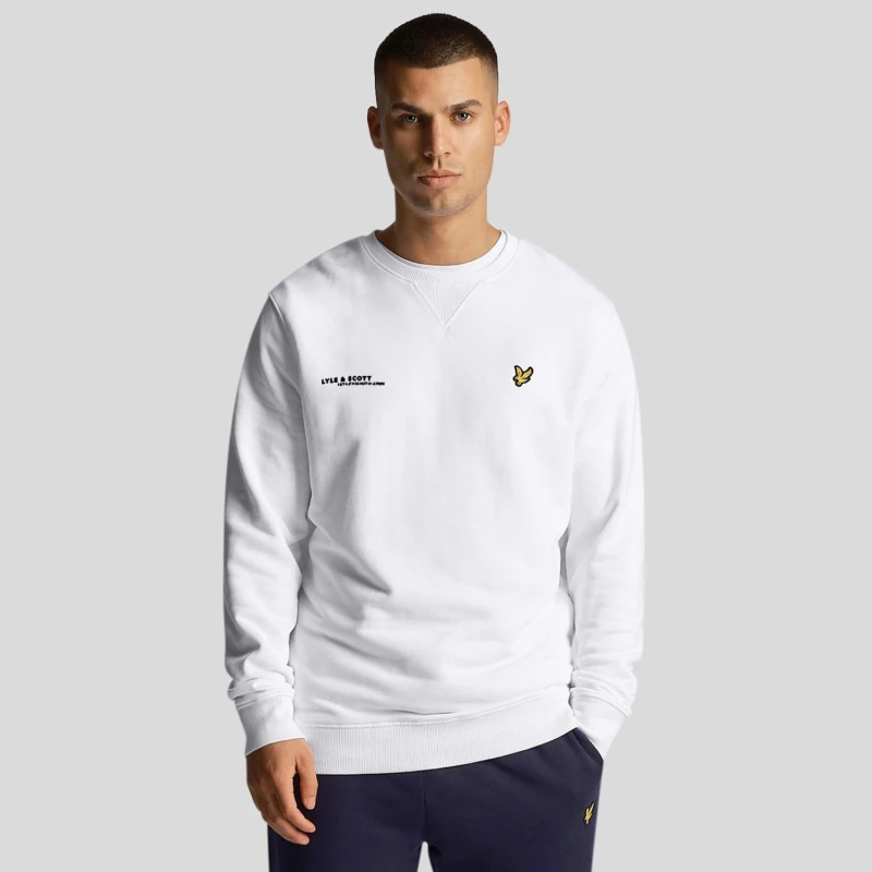 Image of Lyle and Scott Co-Ordinate Print Crewneck Sweatshirt White male M