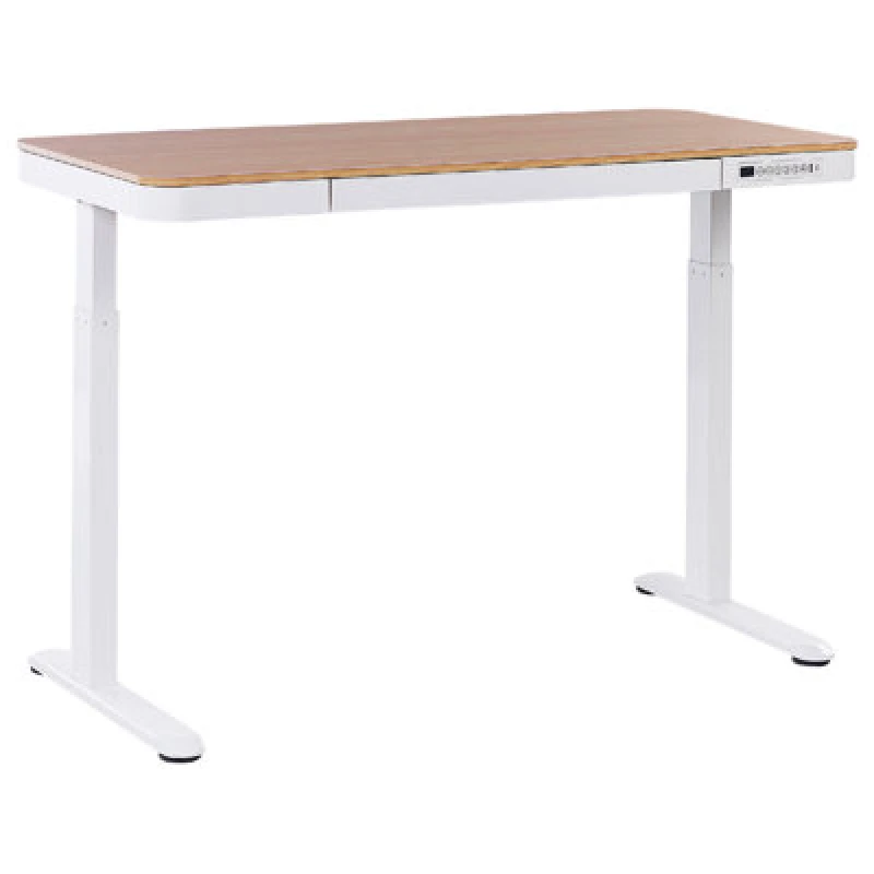 Image of Beliani Electric Adjustable Standing Desk Kenly Brown/ White 120 Cm 60 Cm With USB Port