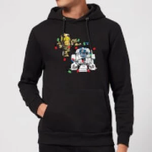 Image of Star Wars Tangled Fairy Lights Droids Christmas Hoodie - Black - M