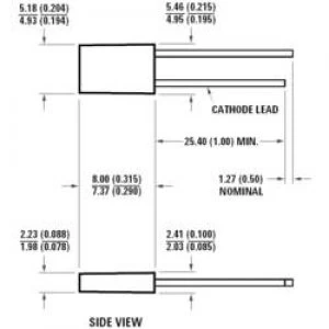 image of LED wired Yellow Rectangular 2 x 5mm 4 mcd