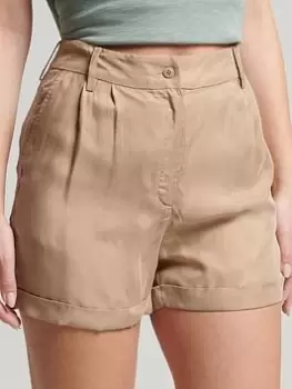 Image of Superdry Studios Cupro Short - Beige, Beige, Size 16, Women