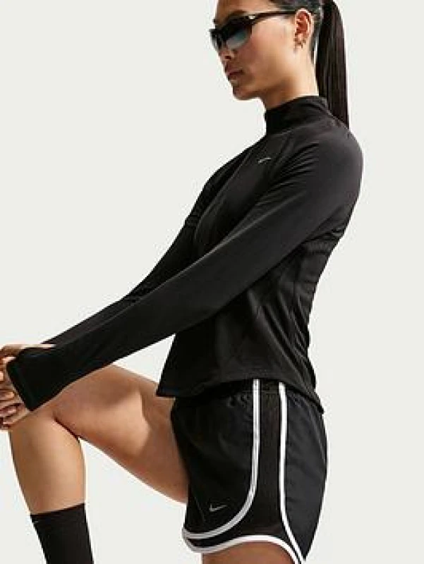 Image of Nike Tempo Womens Dri-FIT Mid-Rise Brief-Lined Running Shorts - Black Female 10
