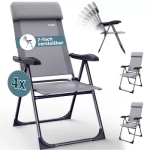 Image of Garden Chair Set of 4 Grey Aluminium Foldable