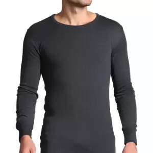 Image of Workforce Mens Mens Long Sleeve Thermal T-Shirt in Grey, Size Medium Polycotton