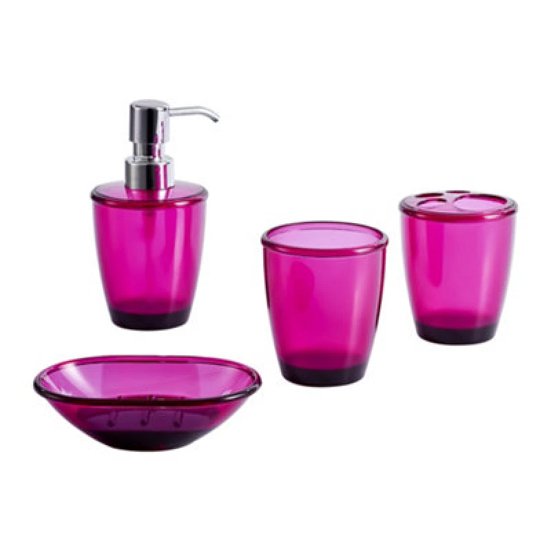 Image of Innoteck Essentials 4Pc Bathroom Accessory Set(Wine Red) - Soap Dish, Soap Dispenser, Rinse Cup, Toothbrush Holder.