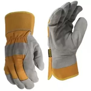 image of Stanley Mens Winter Leather Rigger Glove (One Size) (Grey/Yellow) - Grey/Yellow