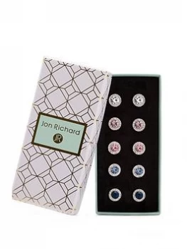 Image of Jon Richard Silver Plated Crystal Clara Pack Of 5 Earrings