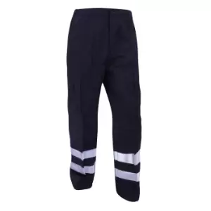 image of Yoko Mens Reflective Ballistic Trousers (Regular) / Hi Vis Workwear (44W x Regular) (Navy Blue)