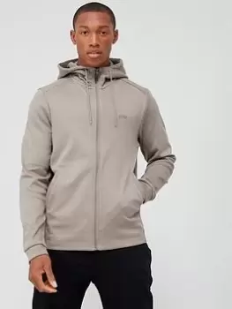 Image of Boss Saggy Curved Logo Zip Thru Hoodie - Light Green