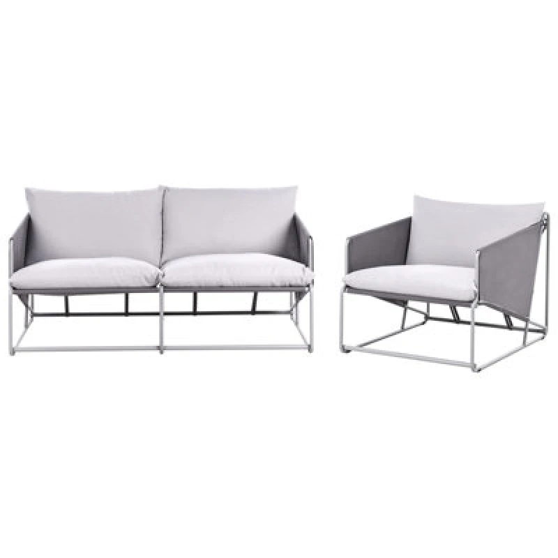 Image of Beliani Garden Sofa Set 3 Seater Ponte Metal Grey