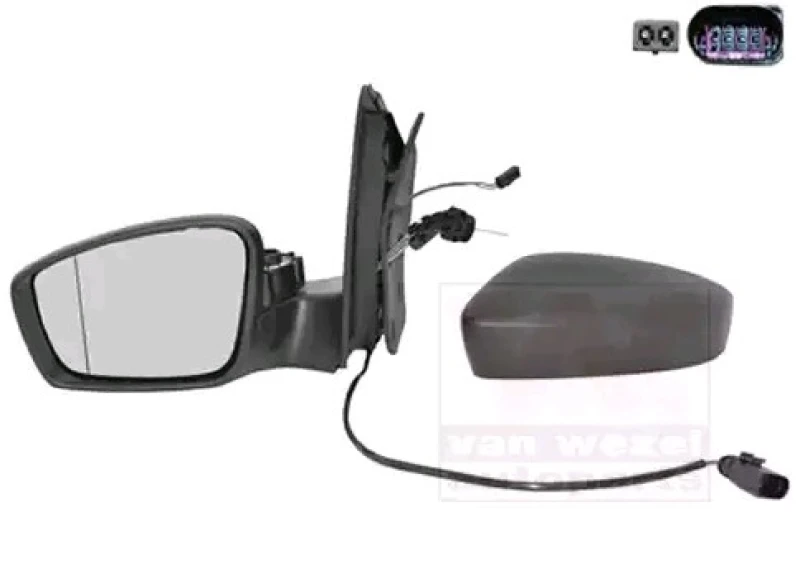 Image of VAN WEZEL 5701803 Wing mirror * HAGUS * Left, black, Control: cable pull, Rough Outside Mirror (50)
