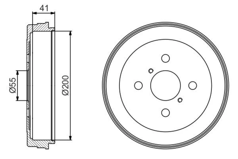 Image of Bosch 0 986 477 199 Brake Drum Rear Axle, 233mm Brake Drum (123)