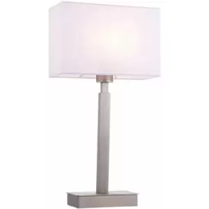 image of Loops - Table Lamp Matt Nickel & Vintage White Fabric 60W E27 usb Socket e10475