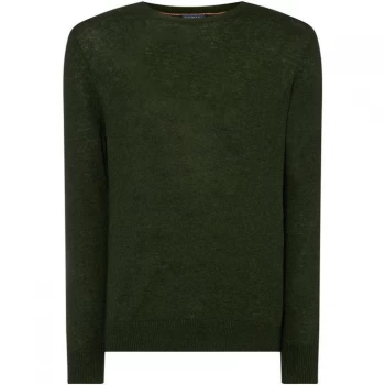 image of Howick Arlington Crew Neck 100% Lambswool Jumper - Forest Green