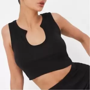 image of Missguided Rib Notch Neck Crop Top - Black