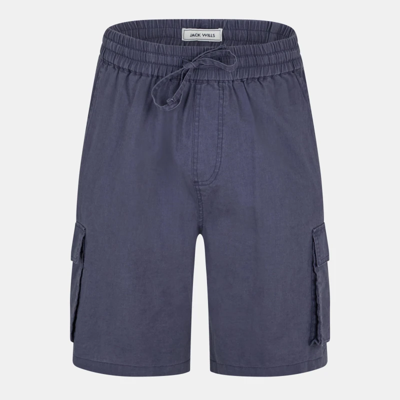 Image of Jack Wills Mens Linen Cargo Tracksuit Shorts Blue Ink male S