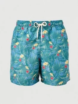 image of Barbour Filey Printed Floral Swimshort - Blue, Size XL, Men