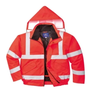 Image of Oxford Weave 300D Class 3 Hi Vis Bomber Jacket Red 2XL