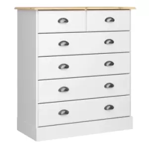 Image of Nola 4 + 2 Drawer Chest White And Pine