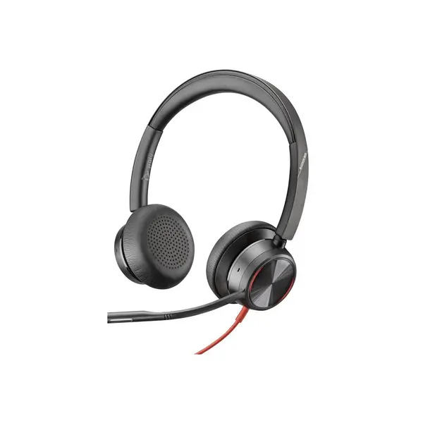 Image of Poly Blackwire 8225 Double Sided On-ear Stereo USB-C with Microphone Headset 8X225AA Black