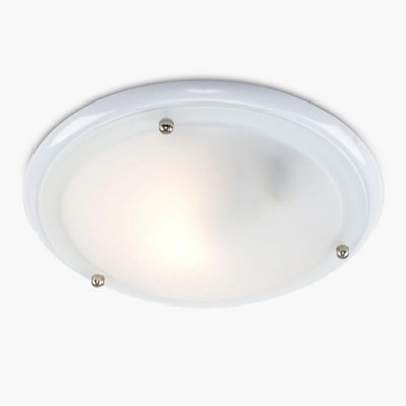 Image of ValueLights ValueLights Opal Glass IP44 Rated Bathroom Flush Ceiling Light with Warm LED Bulb in White White One Size Unisex 5016529095125