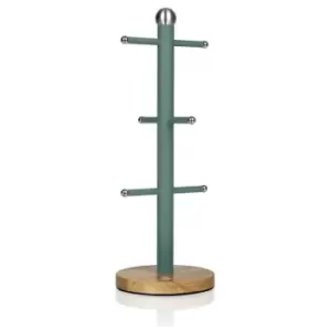 image of Swan - Nordic Mug Tree with Wooden Base Pine Green